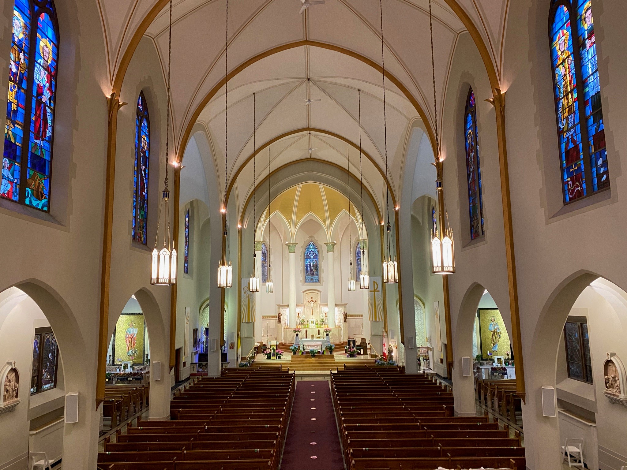 Wide view of church interior